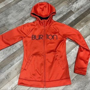 EUC Women’s Orange & White Burton Polkadot Hooded Sweatshirt - Size Small